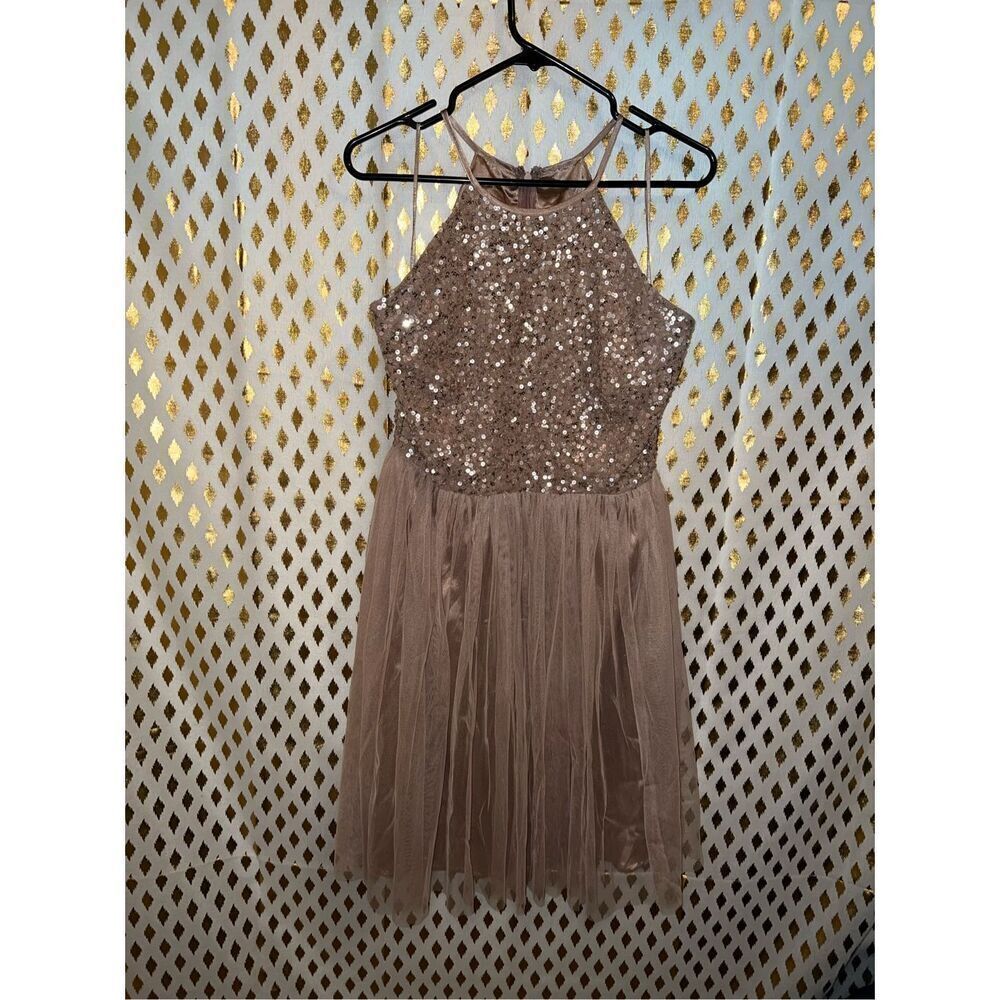 Maya deluxe Gold sequin mini dress size 12